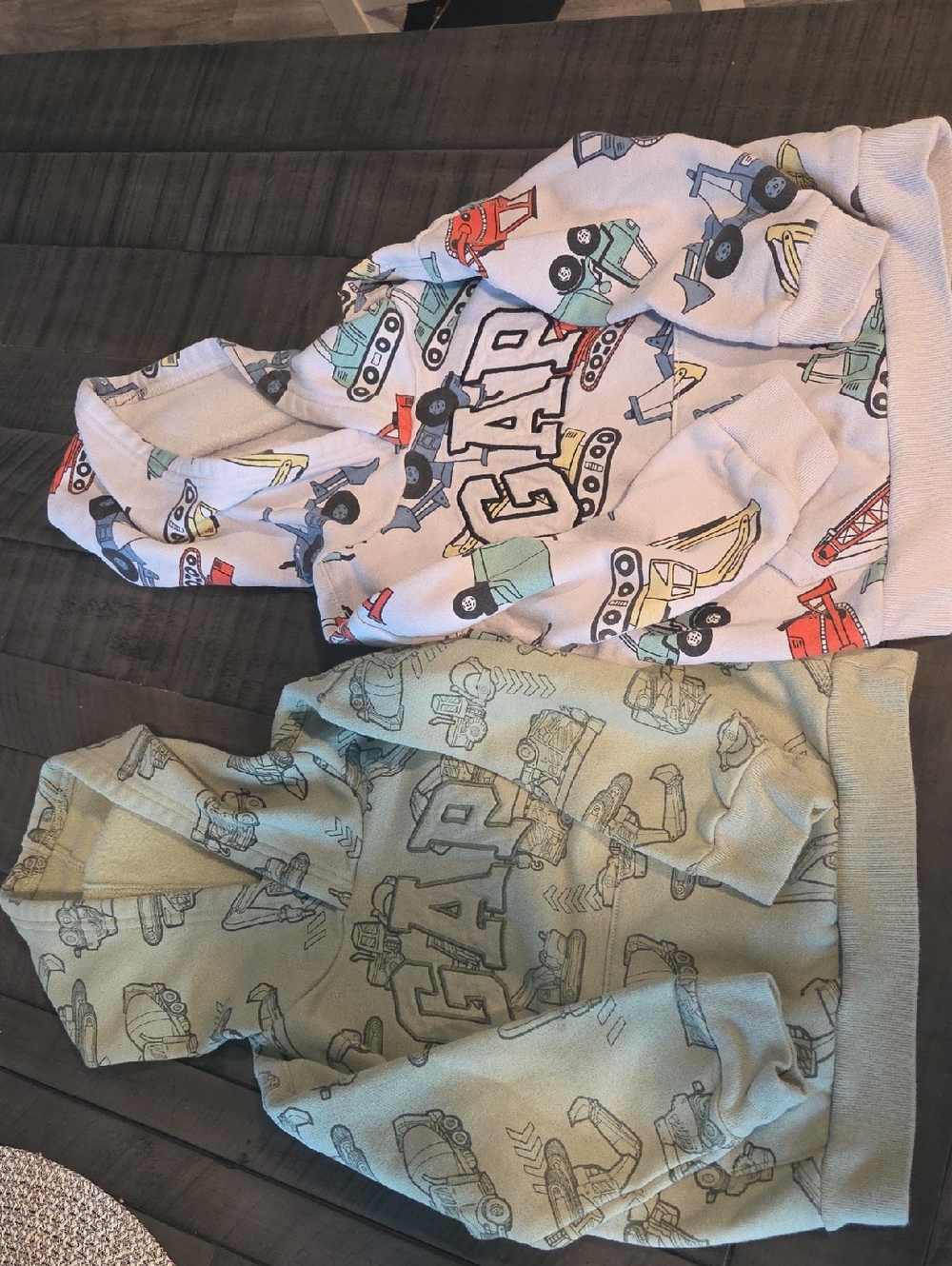 Gap Kids Vehicle Print Hooded Sweatshirt Set - Ice Blue & Light Green